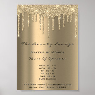 Make-up Openingsuren Goud Drips Glitter Prijzen Poster