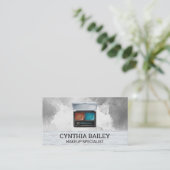 Make-up Palette en Borstel | Waterverf Witte Bakst Visitekaartje (Staand voorkant)