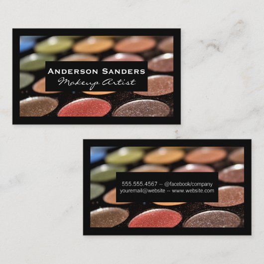 Make-up Palette | Zwarte Rand Visitekaartje (Voorkant / Achterkant)