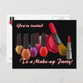 Make-up Party nodigt uit Uitnodiging Briefkaart (Voorkant / Achterkant)