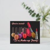 Make-up Party nodigt uit Uitnodiging Briefkaart (Staand voorkant)