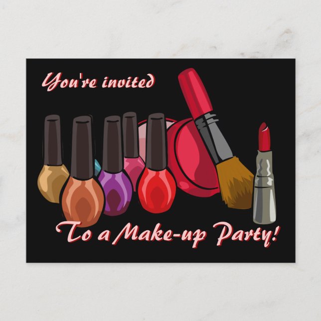 Make-up Party nodigt uit Uitnodiging Briefkaart (Voorkant)