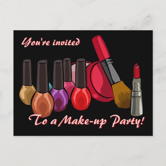 Make-up Party nodigt uit Uitnodiging Briefkaart (Voorkant)