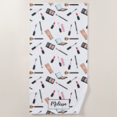 Make-up patroon spreiding met aangepaste naam strandlaken (Voorkant)