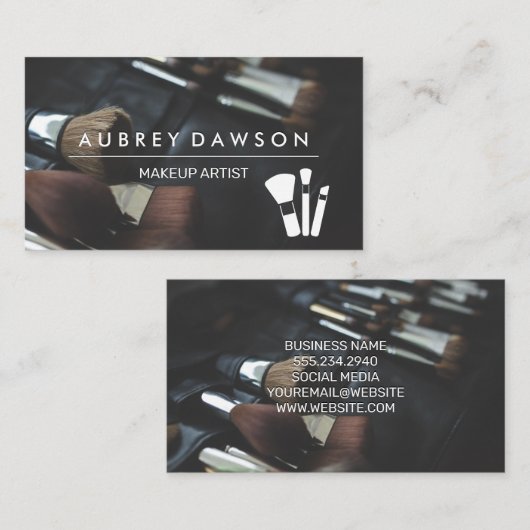 Make-up penseelset | Make-uppenseelpictogram Visitekaartje (Voorkant / Achterkant)