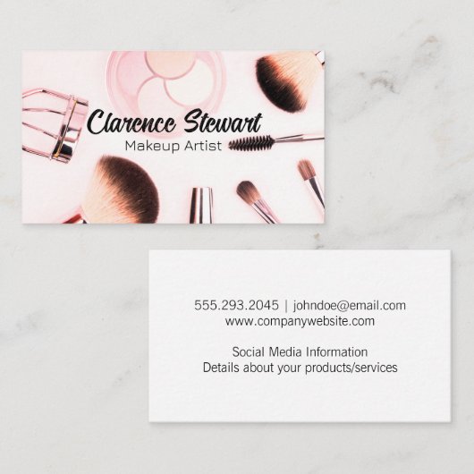 Make-up penselen en schoonheidskit visitekaartje (Voorkant / Achterkant)