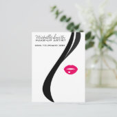 Make-up pictogram Vrouwengezicht in zwart-wit-roze Briefkaart (Staand voorkant)