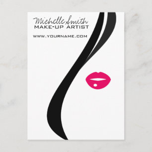 Make-up pictogram Vrouwengezicht in zwart-wit-roze Briefkaart
