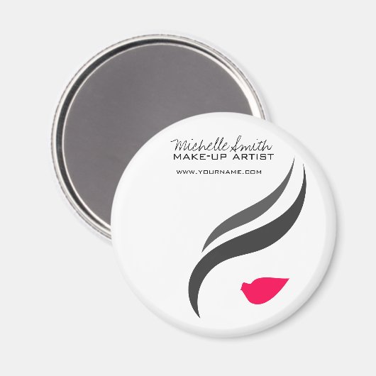 Make-up pictogram Vrouwengezicht in zwart-wit roze Magneet (Voorkant / Achterkant)