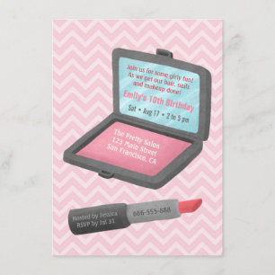 Make-up Poeder en Lippenstift Meisjes Verjaardagsf Kaart