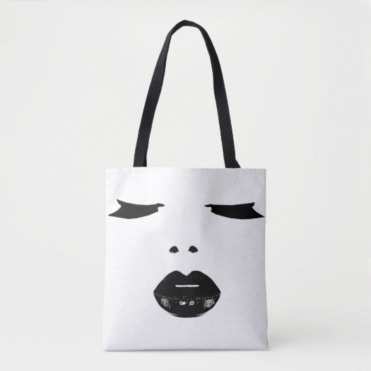 make-up pop kunst ogen zweeft zwarte lippenlippen tote bag (Voorkant)