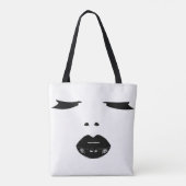 make-up pop kunst ogen zweeft zwarte lippenlippen tote bag (Achterkant)