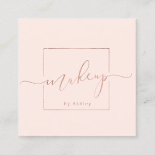 Make-up premade logo modern blush roze minimalist vierkante visitekaartje