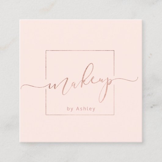 Make-up premade logo modern blush roze minimalist vierkante visitekaartje (Voorkant)