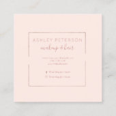 Make-up premade logo modern blush roze minimalist vierkante visitekaartje (Achterkant)