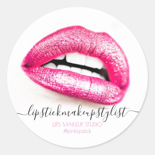 Make-up Roze Lippen moderne zin Ronde Sticker (Voorkant)