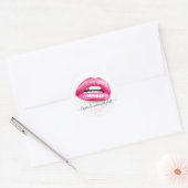 Make-up Roze Lippen moderne zin Ronde Sticker (Envelop)
