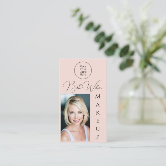 Make-up Roze, QR-code, Verticale Visitekaartje (Staand voorkant)