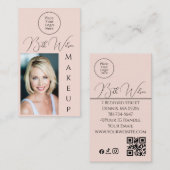 Make-up Roze, QR-code, Verticale Visitekaartje (Voorkant / Achterkant)