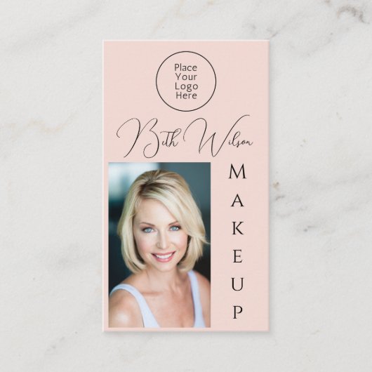Make-up Roze, QR-code, Verticale Visitekaartje (Voorkant)