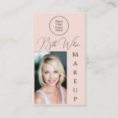 Make-up Roze, QR-code, Verticale Zakelijke Kaart F Visitekaartje (Voorkant)