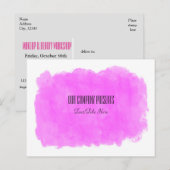 Make-up Roze Schoonheidsevenement Workshop Glam Mo Briefkaart (Voorkant / Achterkant)