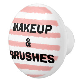 Make-up Roze Witte Aquarel Strepen Keramische Knop