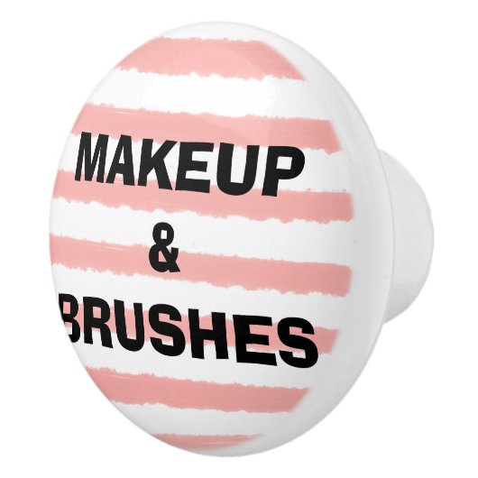Make-up Roze Witte Aquarel Strepen Keramische Knop (Rechts)