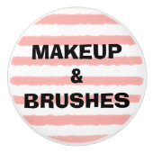 Make-up Roze Witte Waterverf Strepen Keramische Knop (Voorkant)