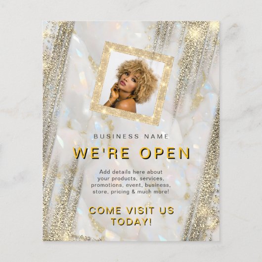 Make-up Salon Custom Foto Goud Chic Opal Stone Flyer (Achterkant)