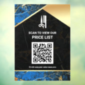 Make-up Salon QR Code Prijslijst Blue Marble Raamsticker (Vel 3)