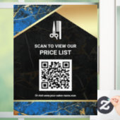 Make-up Salon QR Code Prijslijst Blue Marble Raamsticker (Huis)
