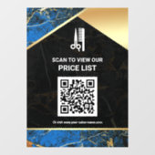 Make-up Salon QR Code Prijslijst Blue Marble Raamsticker (Vel)