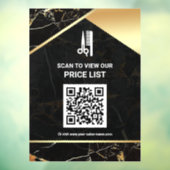 Make-up Salon QR-code Prijslijst Zwarte Marmer Raamsticker (Vel 3)