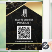 Make-up Salon QR-code Prijslijst Zwarte Marmer Raamsticker (Huis)