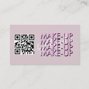 Make-up Salon QR Code Roze Zwart Script   Visitekaartje