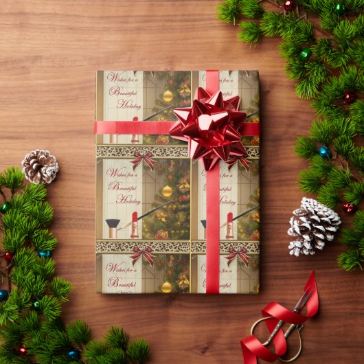 Make-up Schoonheid Cosmetica Kerst Wrapping Papier (Feestdagen Geschenken)