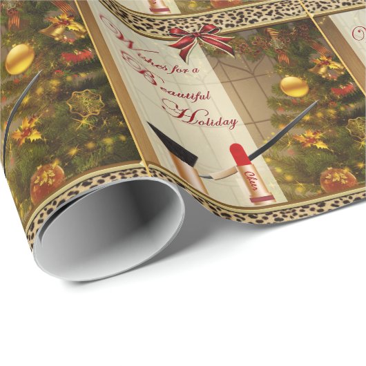 Make-up Schoonheid Cosmetica Kerst Wrapping Papier (Rol Hoek)