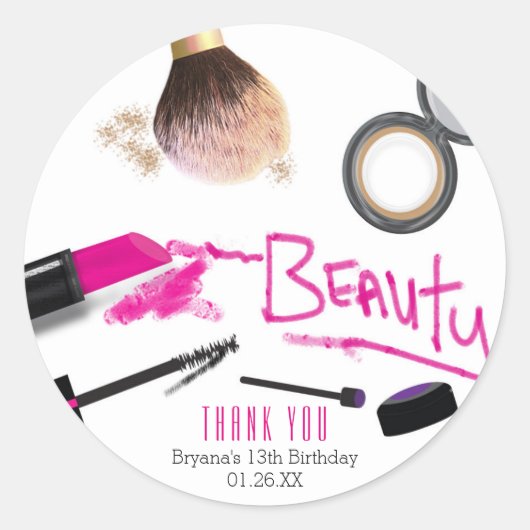 Make-up Schoonheid Verjaardagsfeest Favor Sticker (Voorkant)