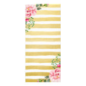 Make-up Schoonheidssalon Floral Gold Stripes Prijs Reclamekaart (Achterkant)
