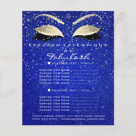 Make-up Schoonheidssalon Glitter Flyer Goud Kobalt (Voorkant)