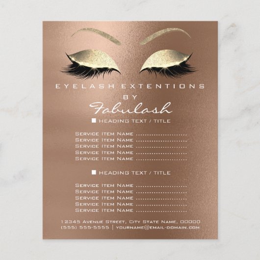 Make-up Schoonheidssalon Gouden Glitters Flyer Kof (Voorkant)