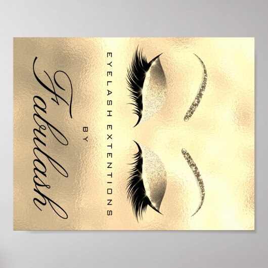 Make-up Schoonheidssalon Naam Gouden Glitter Glam  Poster (Voorkant)