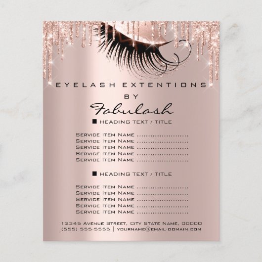 Make-up Schoonheidssalon Roze Glitter Wimpers Flyer (Voorkant)