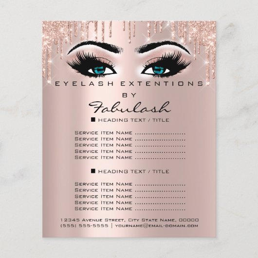 Make-up Schoonheidssalon Roze Glitters Blauwe Ogen Flyer (Voorkant)