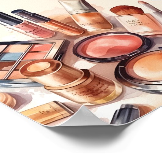 Make-up schoonheidssalon zwart en roze Poster (Hoek)