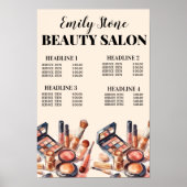 Make-up schoonheidssalon zwart en roze Poster (Voorkant)