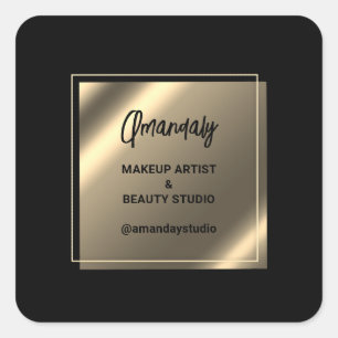 Make-up Schoonheidswinkel Bedankt Zwart Nepgoud Vierkante Sticker