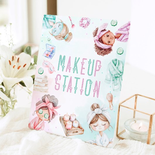 Make-up Station Spa feest Verjaardag Reclamebord Met Voetstuk