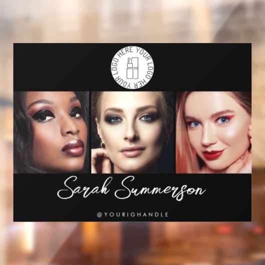 Make-up Studio Zwart Wit Logo 3 Foto Raamsticker (Vel 2)